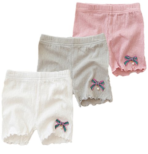 3Pcs Little Girls Kids Boy-Leg Slim Elastic Rabbit Bowknot Safety Short Panties Underwear