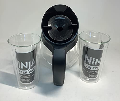Sharkninja Genuine Ninja 43Oz (6-Cup) Glass Carafe W/ 2-Pack 12Oz Double-Wall Thermal Tumbler For Cf085 Cf086 Cf087 Cf020 Cf021 Coffee Bar Brewer #TOP1