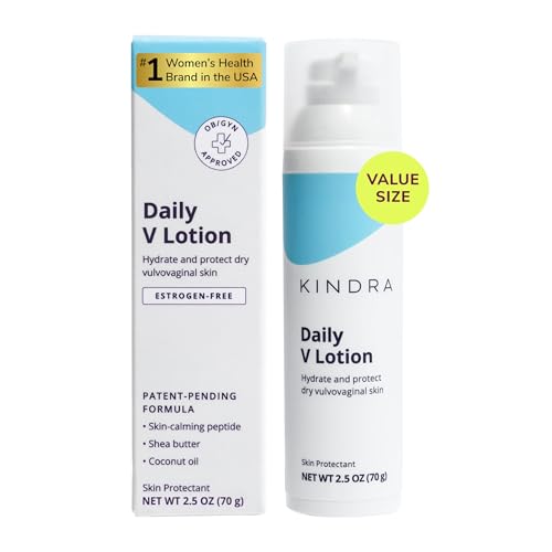 Kindra Daily V XL Vaginal Moisturizer Lotion - OBGYN Recommended for Dryness & Itch with Hyaluronic Acid Odor Support - Estrogen-Free Cream pH-Balanced Feminine Care - 120 Applications
