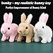 KDIRST Easter Bunny Toy, Rabbit Interactive Hopping Electronic Pet Plush Bunny Toy with Sounds and Movements Animated Walking Wiggle Ears Twitch Nose (White)