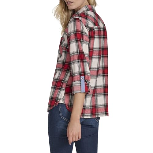 Image of Nautica Women's Button Front Long Sleeve Roll Tab Shirt
