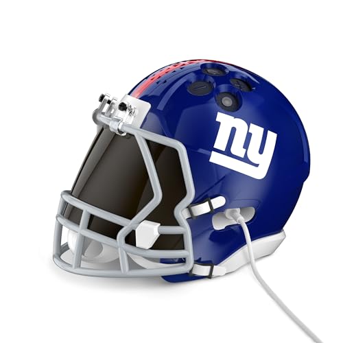 Image of NFL Echo Dot Bundle: Includes Echo Dot | Deep Sea Blue and Limited-Edition NFL Helmet Stand | New York Giants