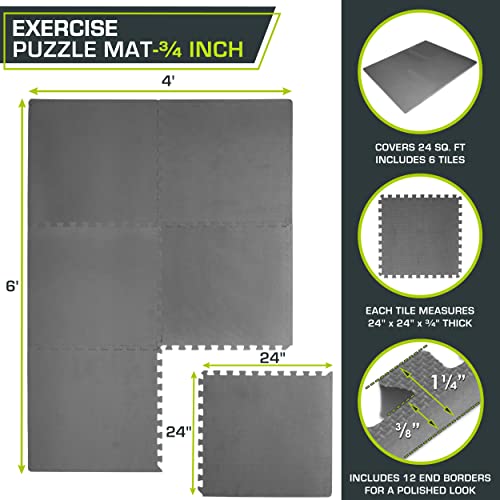 ProsourceFit Extra Thick Puzzle Exercise Mat ¾” and 1", EVA Foam Interlocking Tiles for Protective, Cushioned Workout Flooring for Home and Gym Equipment – Image 3
