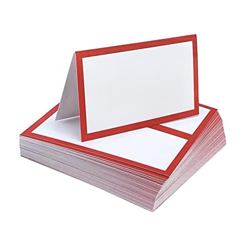 Tented Place Cards - 50 pack - Folded Place Cards are ideal for Wedding Place Cards, Buffet food label, Banquet tables, Cocktail Parties, and Name Cards. Made of 14 pt. Matte Card Stock. Cover