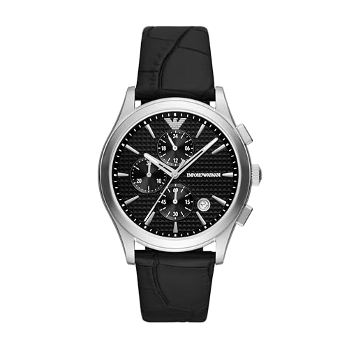 Emporio Armani Analog Black Dial Men's Leather Band Watch-AR11530