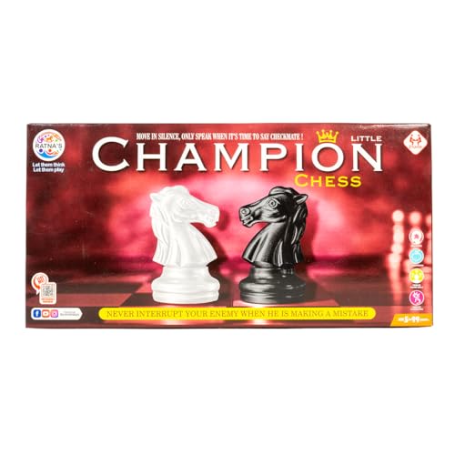 Image of Ratna's Little Champion Chess Board Game, 2 Player Strategy Game, Black and White Pieces, Family Games for Adults and Kids