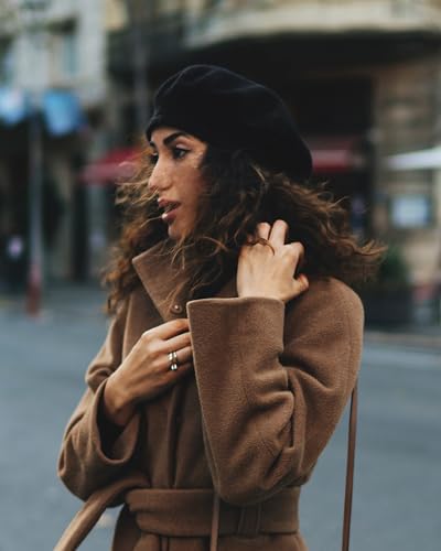 Image of Parquet Solid Color French Beret Hat. Classic French, Casual and Chic Lightweight Cap for Women