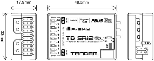 Miniatura 6 de FrSky TD SR12 Receiver 2.4Ghz 900Mhz Long Range Telemetry ADV Stabilizer Function
