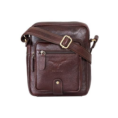 Image of Premium Genuine Leather Messenger Sling Bag for Men & Women - Multipurpose Crossbody Bag with Adjustable Strap & Multiple Pockets for Travel, Office, Work, College & Daily Use