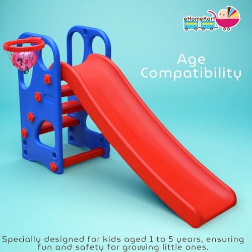 Image of HerHome Slide for Kids - Super Senior Slider with Basketball Ring Toy - for Boys and Girls Perfect Slides /Toys for Home, Indoor or Outdoor