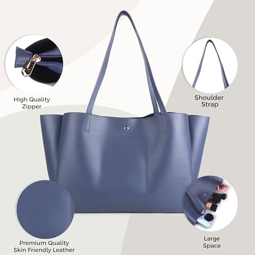 Image of Pure Vegan Leather Tote Bag for Women, Fully Embossed, Handbag, Shoulder Bag, Black