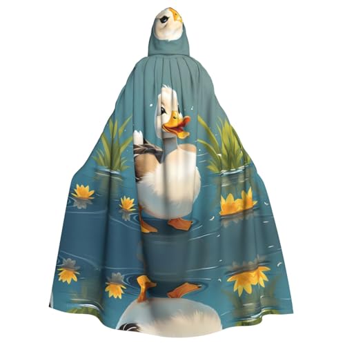 Manteau à capuche imprimé Happy Duck cape de fête longue adulte mixte