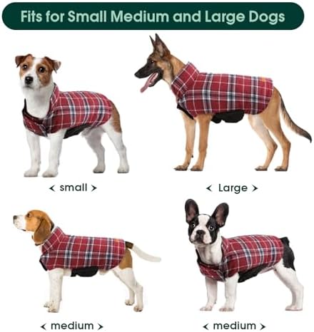 Kuoser Waterproof Dog Coat, Reversible Dog Jacket for Large Dogs, Adjustable Durable Doggie Winter Coat for Groowing Puppies Warm Puppy Cold Weather Apparel, Red S - 4
