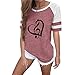 Produktbild Kolila Sommer Oberteile T-Shirt Bluse Damen Farbblock Kurzarm T Shirt Lässige Rundhals Druckmuster Gestreifte Tunika Tops