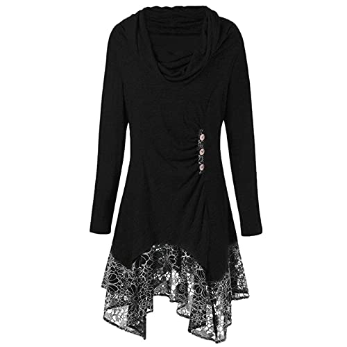 SANFASHION - Vestido de Navidad con estampado de copo de nieve y cuello alto C- Violet XXX-Large