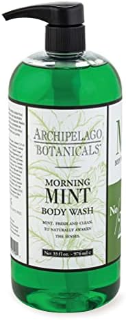 Archipelago Botanicals Morning Mint Body Wash | Stimulating and Cleansing Daily Cleanser | Free from Parabens and Sulfates (33 fl oz)