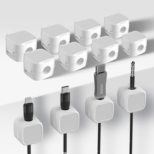 12 Pack Cable Clips, Cord Organizer, Cord Holder for Nightstand, Magnetic Cord Organizer, Strong Adhesive Charging Cable Keeper, Clip Holder