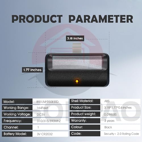 ASONPAO 2-Pack for Chamberlain 950ESTD Garage Door Opener Remote, FCC Certified 3-Year Warranty by ASONPAO - Used condition - Image 7