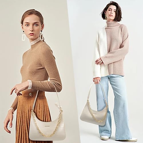 Crescent Shoulder Bags for Women, Mini Clutch Purse Cute Hobo Handbags Vegan Leather Underarm Purse3