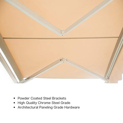 Diensweek Patio Awning Retractable 10'X8', Fully Assembled Manual Commercial Grade - Quality 100% 280G Ployester Window Door Sunshade Shelter - Deck Canopy Balcony P100 Series (10'X8', Beige) #TOP3