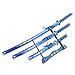 DamaskerUS 3 Piece Japanese Samurai Katana Sword Set with Dragon Design, Carbon Steel, Black, 40 Inches, Traditional Ninja Style with Display Stand (Blue)