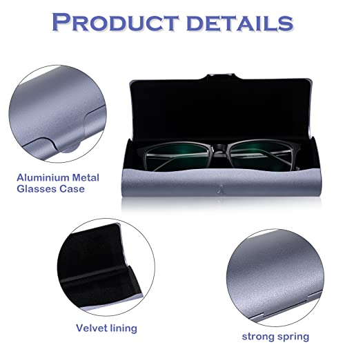 Image of Hifot Aluminium Glasses Case, Slim Reading Glasses Case, Portable Travel Metal Eyeglass Spectacles Protection Hard Shell