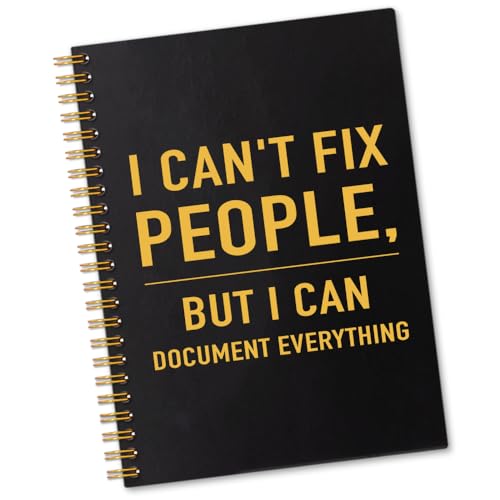 Sixrip I Can't Fix People But I Can Document Everything 160 Pages Lined Spiral Notebook, Funny Notebook for Coworkers Professionals, Christmas Appreciation Gifts for Secretary Human Resources