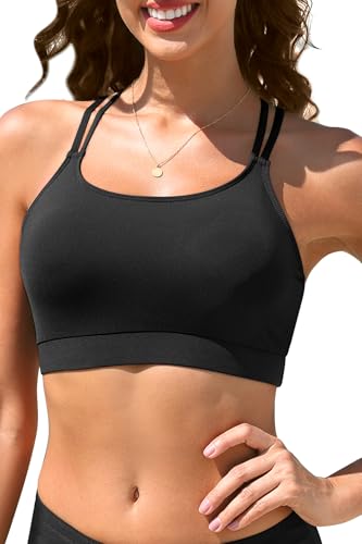 Women Sports Bra Bikini Top - Scoop Neck Criss Cross Back Swim Top Spaghetti Straps Bathing Suit Top Only 20253
