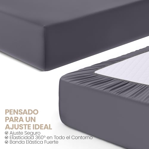 Miniatura 5 de Utopia Bedding Juego De 2 Sabana Bajera 135x190 - Gris - Bolsillo Profundo - Microfibra Cepillada Cama 135