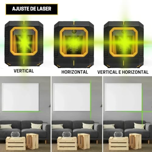 Nível Laser Verde Profissional Hanabi Precisão de 3mm 30m alcance 2 linhas suporte magnético e fácil