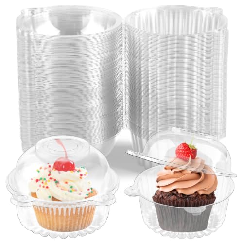 50 Pack Clear Dome-Lid Cupcake Holders