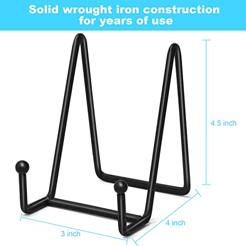 Ouskr Plate Stands For Display, 4 Pcs 4-1/4 Inch Plate Holder Display Stand, Metal Iron Picture Frame Holders Stand For Book Photo Small Easels Plaque Dish Art Tabletop Decorative Black #TOP1
