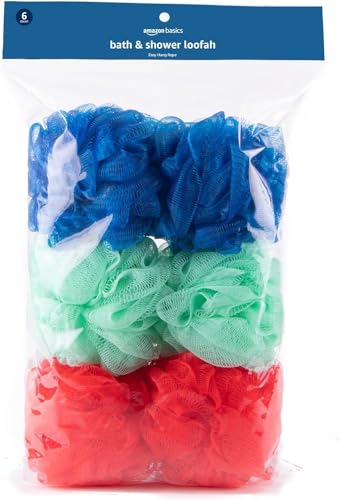 Amazon Basics Exfoliating Bath and Shower Loofah, Multicolor, Pack of 6 view 2