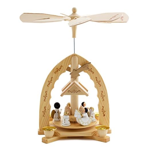 Brubaker Pyramide de Noël en Bois - Crèche de Noël - Hauteur 30 cm - Scène 'Anges'