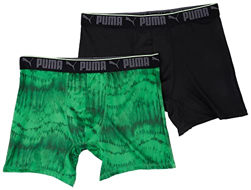 Puma Mens 2-Pk Performance Boxer Briefs Large Green/Black #TOP14