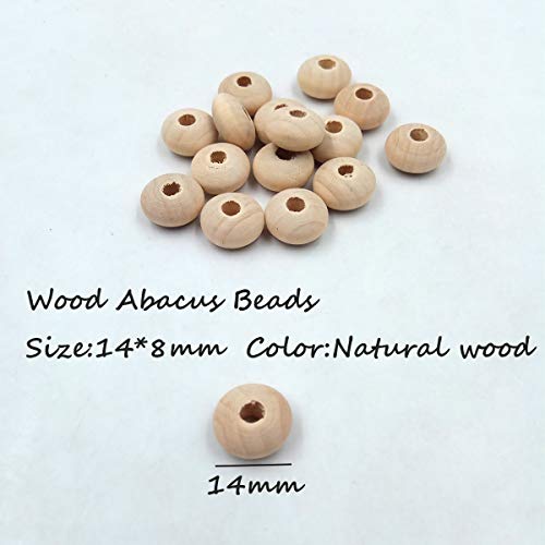 Image of 200pcs 14mm Natural Wood Abacus Beads Geometric Bead Jewelry Necklace Supply DIY Beading Craft Indoor Decorations Accessories (Abacus Beads 200pcs)