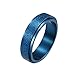 Epinki 6MM Fidget Rings for Men, Blue Matte Spinner Ring Fidget Rings for Anxiety, Stainless Steel Ring Size 5