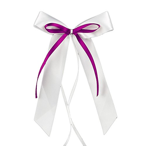 Miya@ hochwertige 30 Weiss & Lila Antenneschleifen aus Satin Autoschmuck Autoschleifen Deko Hochzeit Party Cover