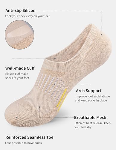 Airacker No Show Socks Womens Athletic Cushioned Low Cut Sports Running Ankle Socks for Women 6 Pairs4