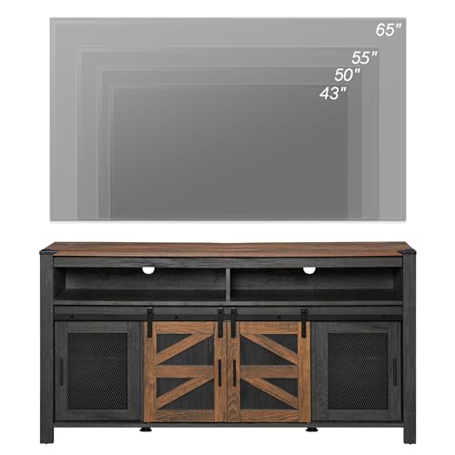 WAMPAT Farmhouse TV Stand for 65 Inch TV, Antique Black - Simplified Version: Farmhouse TV Stand for 65 Inch TV.