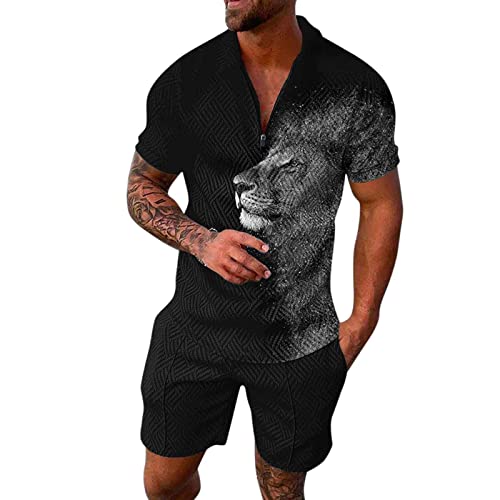 Pyjama 2 Pièces Homme En Coton - Chemise Manches Courtes Et Short - Ensemble Décontracté Pour L'Été - Couleur Unie - 11