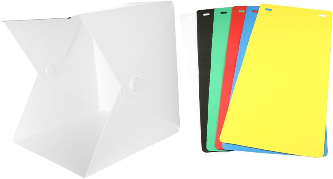 MERRYHAPY Portable Folding LED Photography Light Box with Dual Light Bars, 6-Color Backdrops, 30cm Mini Photo Tent for Product Studio Lighting and Shooting