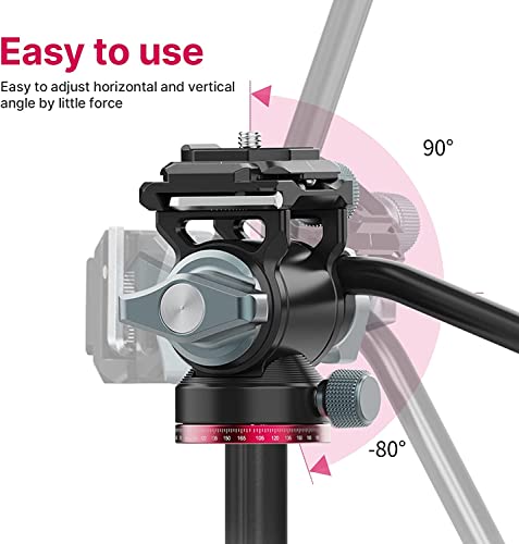 Image of Video Fluid Head for Camera Tripod - U-190 Mini Pan Tilt Head Small Panoramic Ball Head with Arca Swiss Quick Release Plate Lightweight Filming Equipment for DSLR Heavy Duty Travel Tripod
