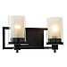 Designers Impressions Juno Oil Rubbed Bronze 2 Light Wall Sconce / Bathroom Fixture with Amber and Clear Glass: 73470