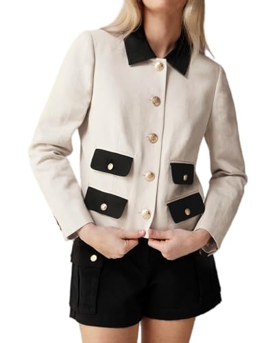 Kedera Women's Cropped Blazer Jacket for Work Casual Long Sleeve Button Down Business Blazers Fall Jackets 2024