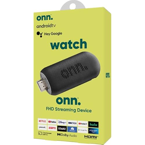 ONN TV Android 2K FHD Streaming Stick con Control Remoto y Adaptador de Energía, WiFi HDMI Chromecast Integrado