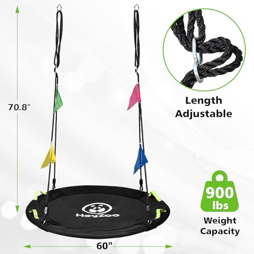 Image of Tree Swing, 60 inch Larger Saucer Swing for Whole Family, Black