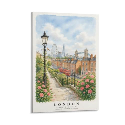 Impression de paysage urbain Londres aquarelle déco esthétique chambre