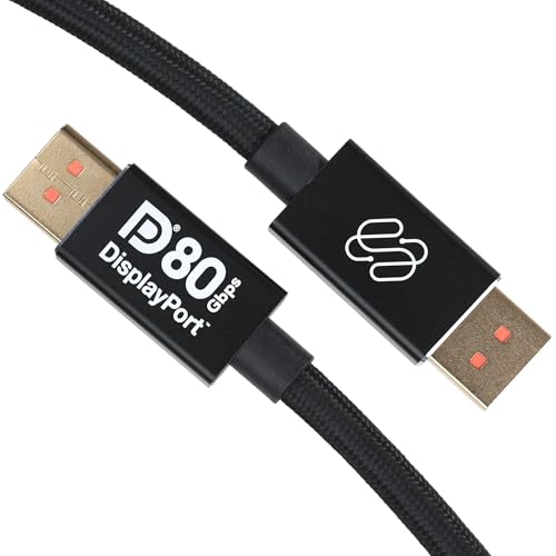 Image of Sewell DisplayPort 2.1 Cable [VESA Certified] DP80 UHBR20 80Gbps, 3.3ft / 1m, 16K@60Hz, 8K@240Hz, 4K@540Hz, HDR, DSC 1.2a, FreeSync, G-Sync, Braided Display Port Cable for Gaming Monitors & GPUs