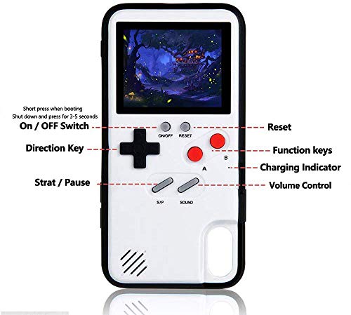 Bangting Handheld Game Console Phone case with 2 Game Screen Protector - Retro 3D Phone Protective case with 36 Classic Game - Video Game Phone Case Compatible with iPhone (White, iPhone 6/6S/7/8)